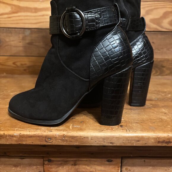 Faux Suede Black Boots - Picture 2 of 6